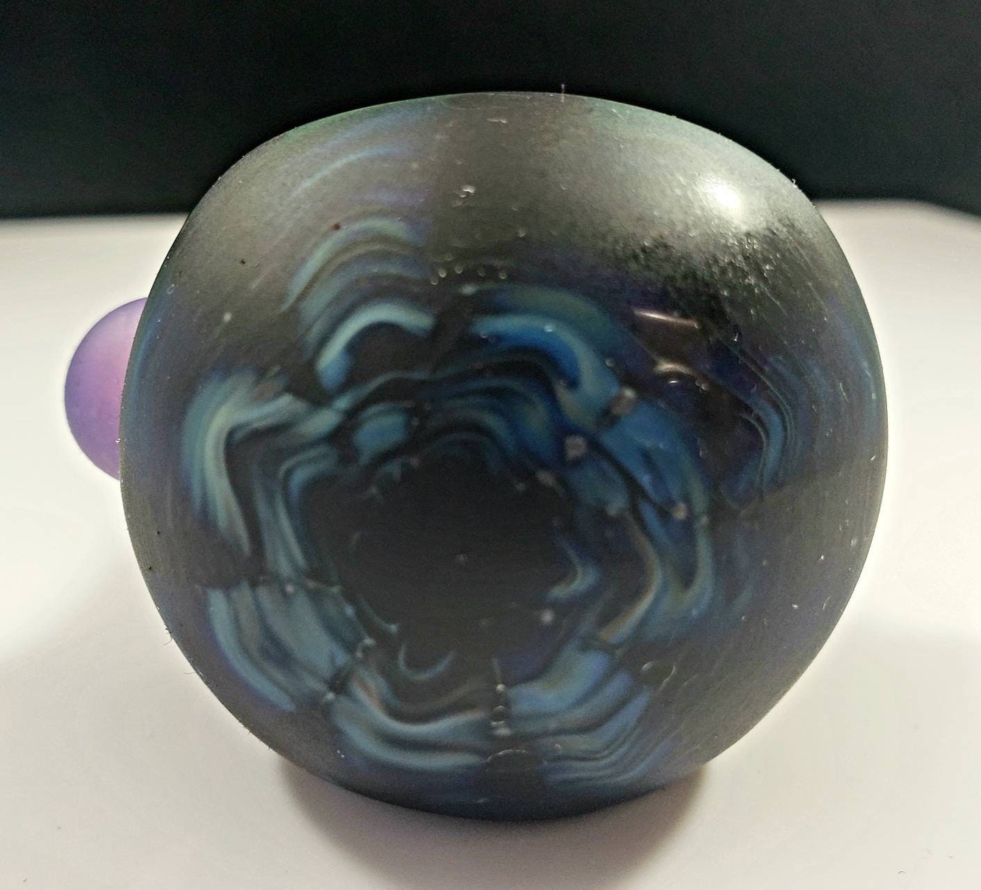 Sandblasted Rainbow Fume with Black Glass Pipe / Sandblasted Pipe / Rainbow Bowl / Glass Pipe / Rainbow / Black / Fume / Purple