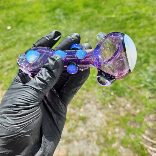 Hellstar Relics “Prism” Glass Spoon Pipe – Sleek Cosmic Pipe w/ Front Color Lens, Galaxy Opal & Accent Dot Detail
