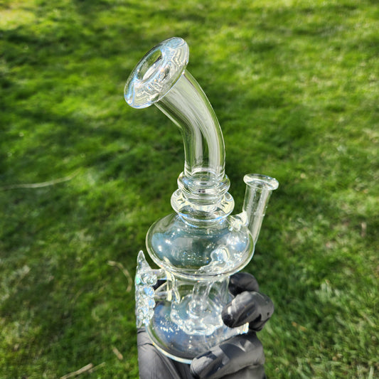 Ancient Alien Artifact Water Pipe – Clear Hourglass Bong w/ Showerhead Perc, Curved Maria Neck & 14mm Joint