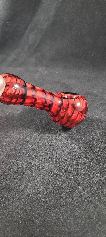 Spider Web Pipe / Red Frit Glass / Glass Smoking Bowl / Black Web / Man / Spider Man