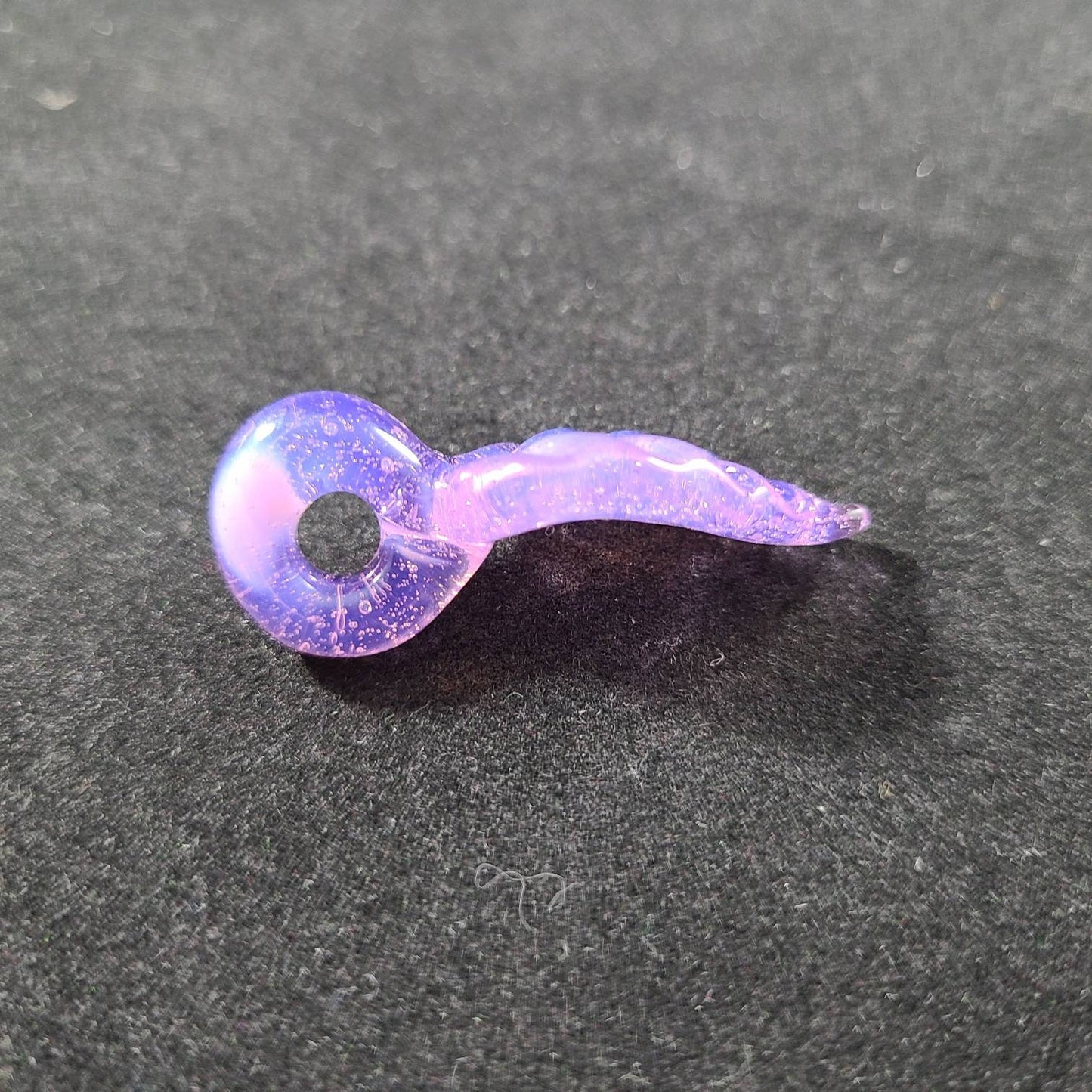 Purple Pink Slime Glass Leaf Pendant | 1" Wavy Hand Blown Leaf Necklace | Glossy Drippy Look | Nature-Inspired Glass Art | Suede Cord