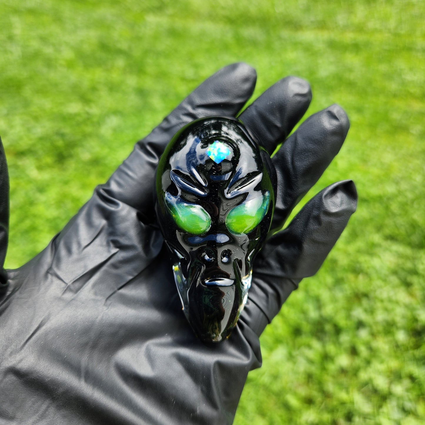 Alien Head Pipe / Galaxy Black Glass / Alien Glass / Space Galaxy / UFO / Ancient Aliens / Smoking Bowl