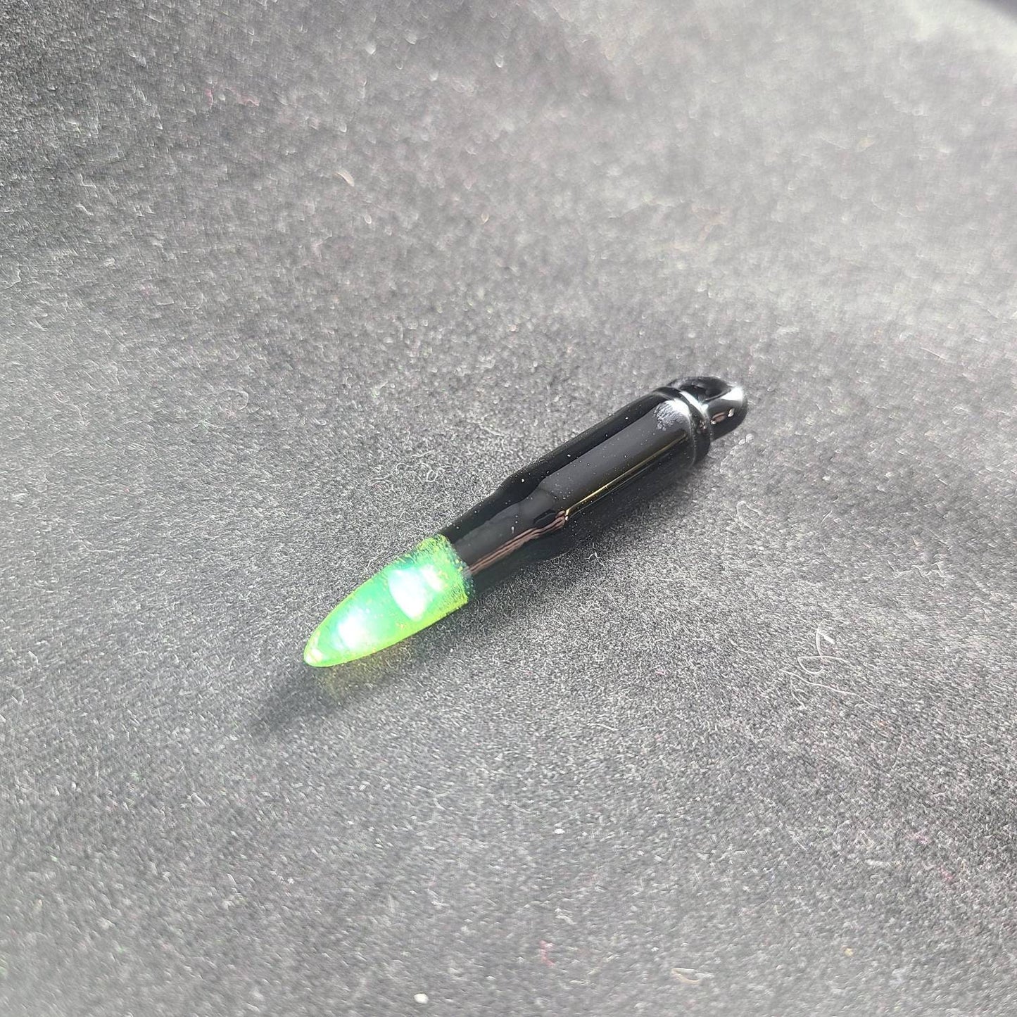 Glass Bullet Pendant / Black Glass / Green Slime / Necklace /Art / Jewelry / Ammo