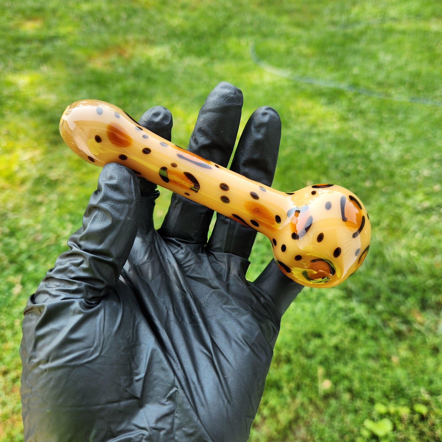 Leopard Print Glass Pipe β 4β Animal Print Hand Pipe β Bold Cheetah Pattern Glass Smoking Pipe / Glass Smoking Bowl / Big Cat / Kitty