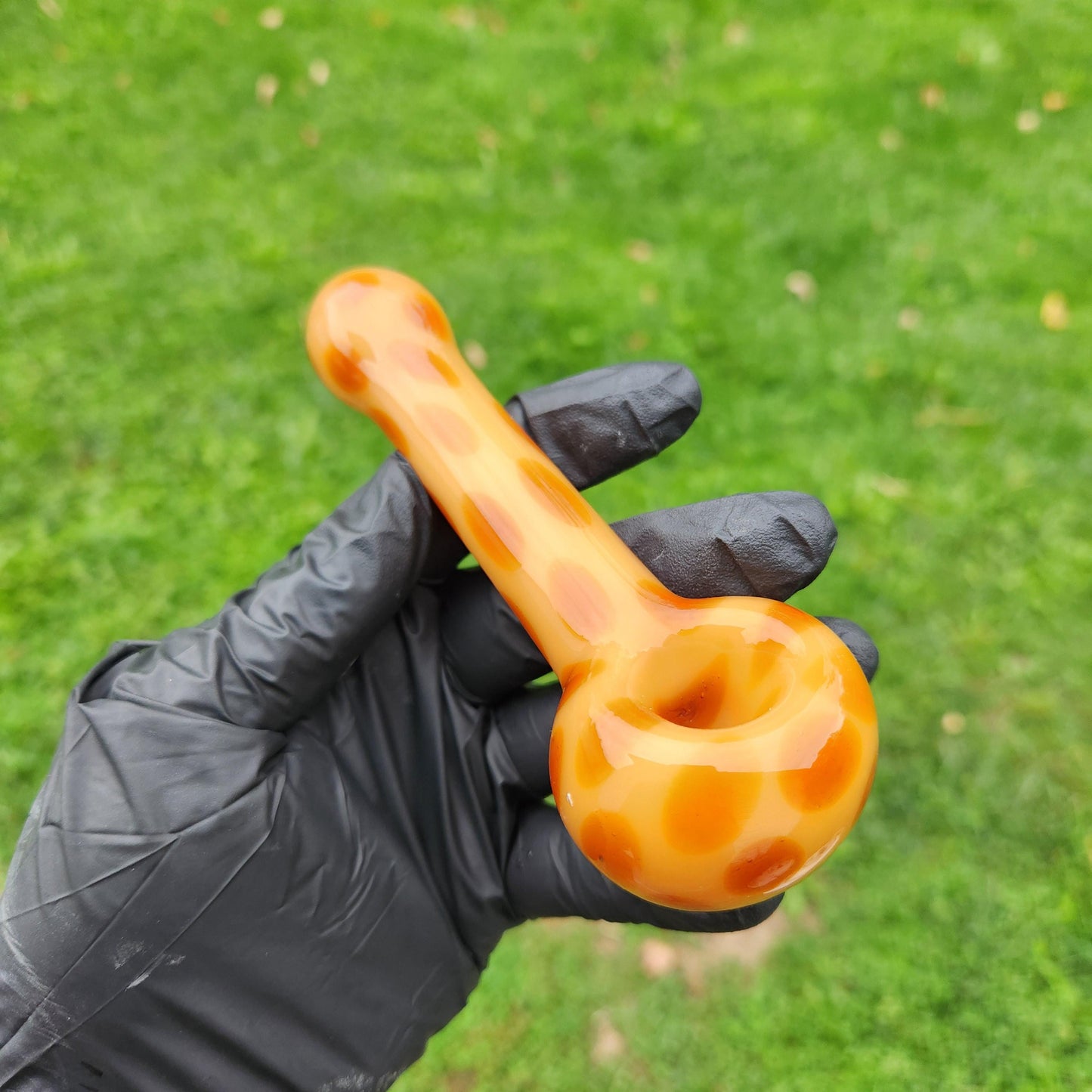 Giraffe Print Glass Pipe | Tan & Amber Animal Pattern | Safari-Inspired Hand Blown Smoking Bowl | Unique Nature Glass Art
