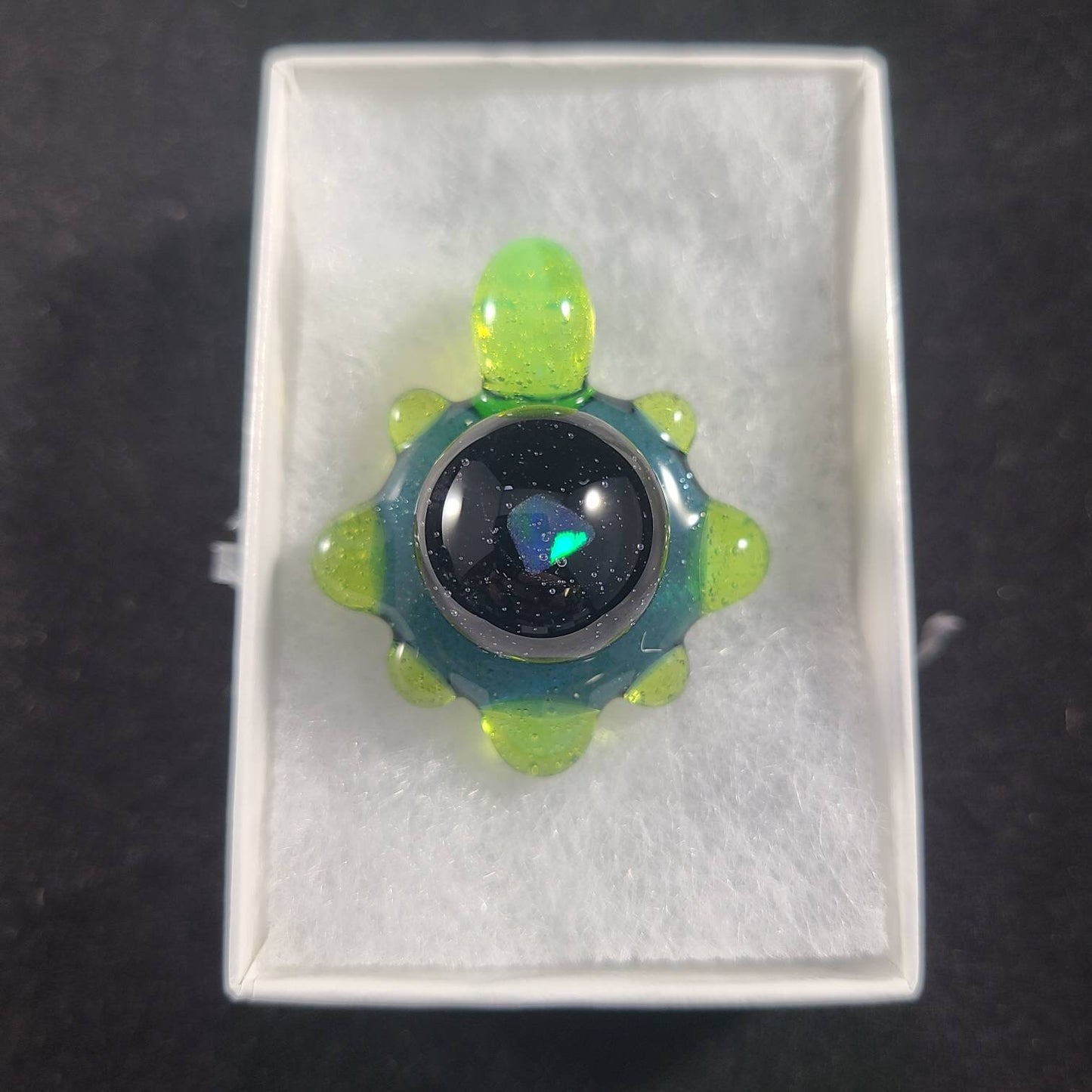Space Galaxy Opal Necklace /Glass Pendant / Green Blue Glass / Sparkle Glass / Universe / Stars / Jewelry / Art