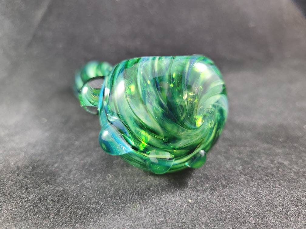 Green Double Layer Spiral Pipe / Blue Glass Smoking Pipe