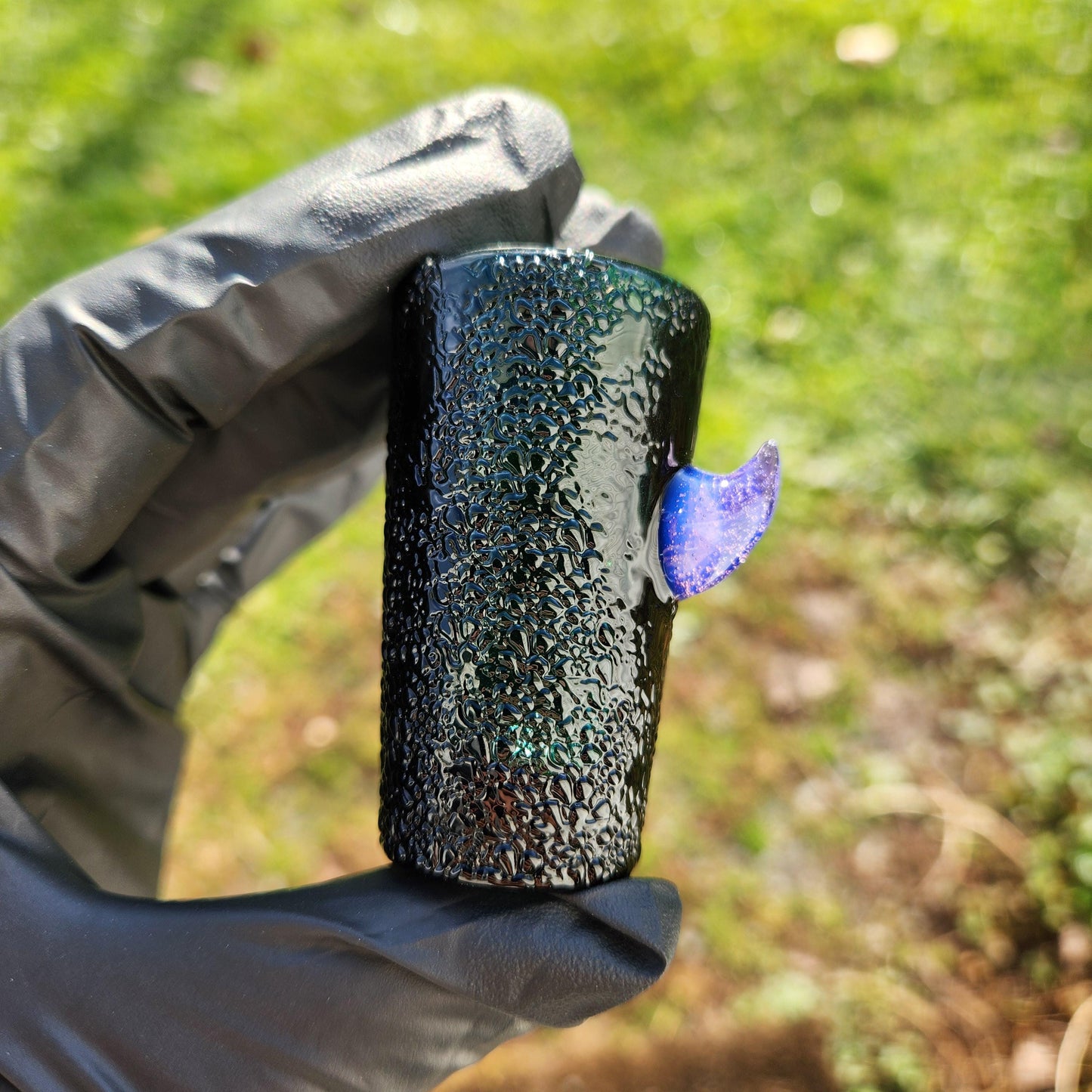 Handmade Monster Shot Glass • Reptile Skin Texture • Sculpted Horn • Custom Colors • Unique Glass Shot Glass Gift