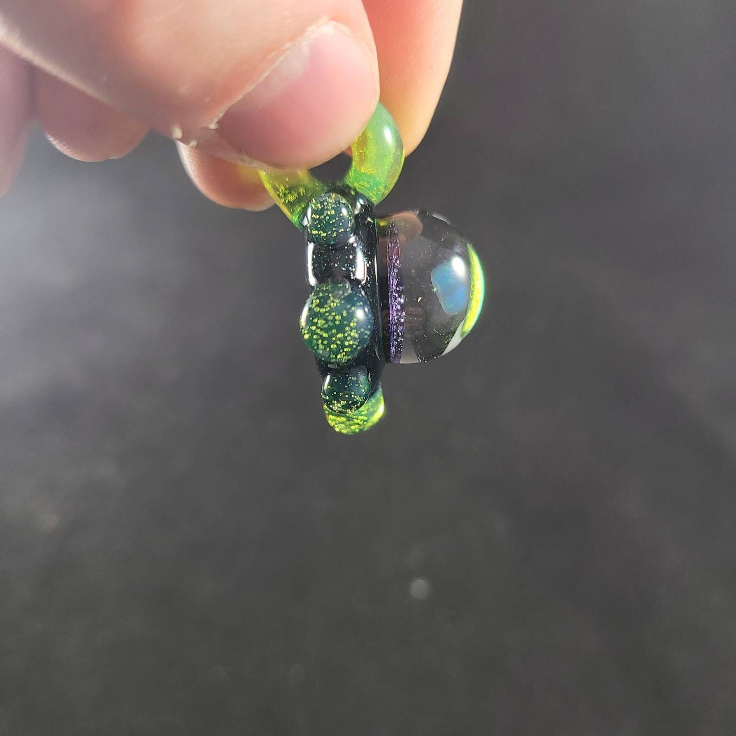Space Galaxy Opal Necklace /Glass Pendant / Green Blue Glass / Sparkle Glass / Universe / Stars / Jewelry / Art