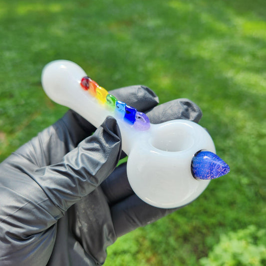 Unicorn Glass Pipe / Unicorn Bowl / Glass Pipe / Smoking Bowl / White / Green / Purple / Pride / Rainbow