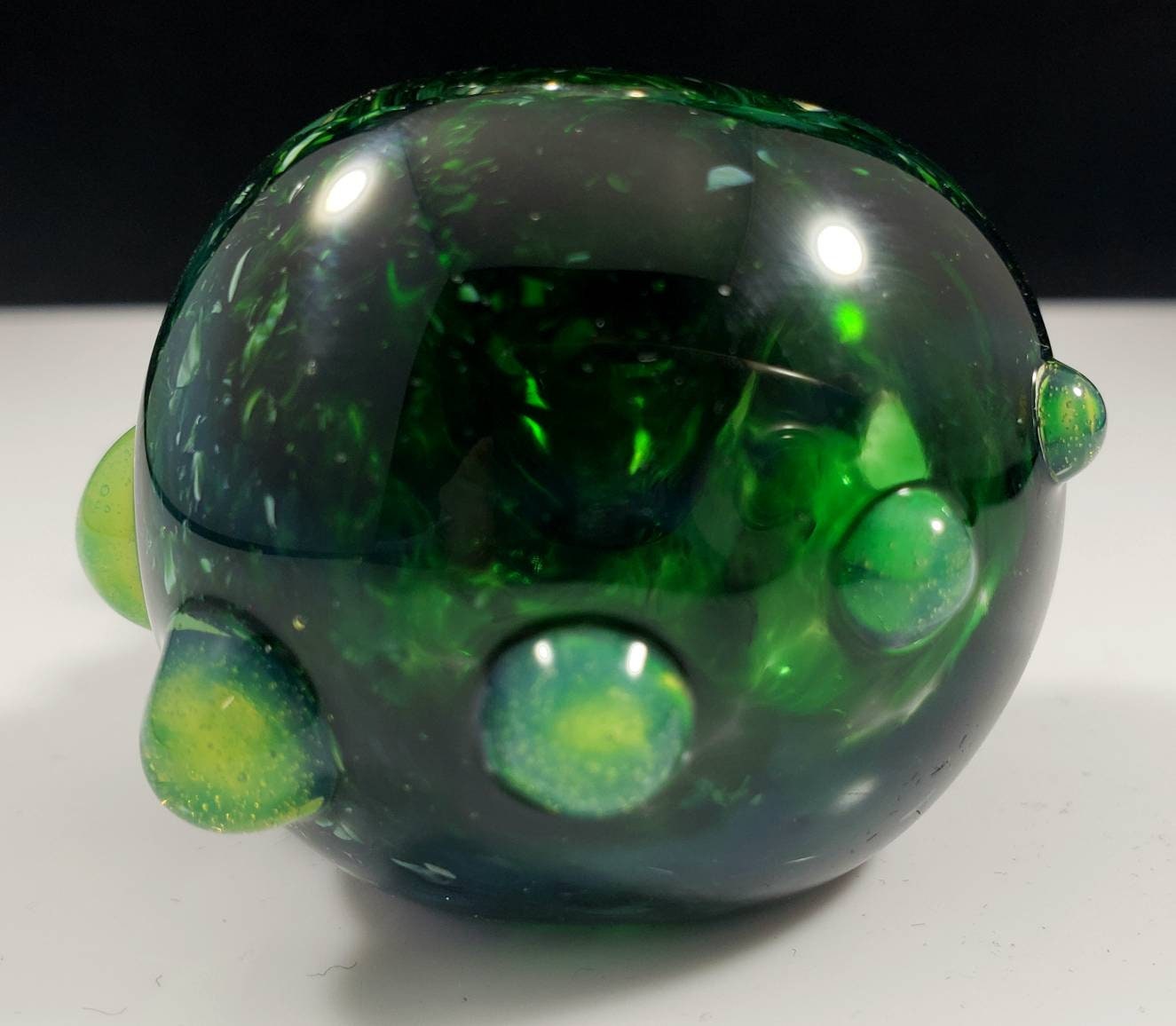 Experimental Green Frit Glass Pipe with Slime Green Dots / Green Glass Pipe / Green Bowl / Green / Slime