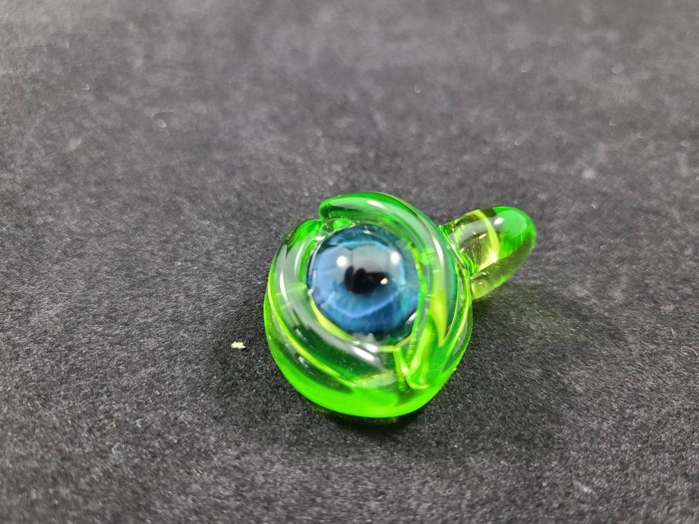 Green monster eye pendant / glass necklace / jewelry