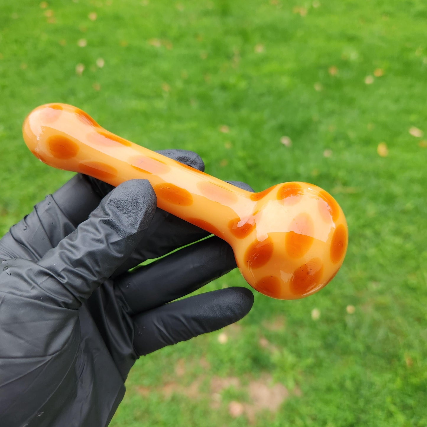 Giraffe Print Glass Pipe | Tan & Amber Animal Pattern | Safari-Inspired Hand Blown Smoking Bowl | Unique Nature Glass Art