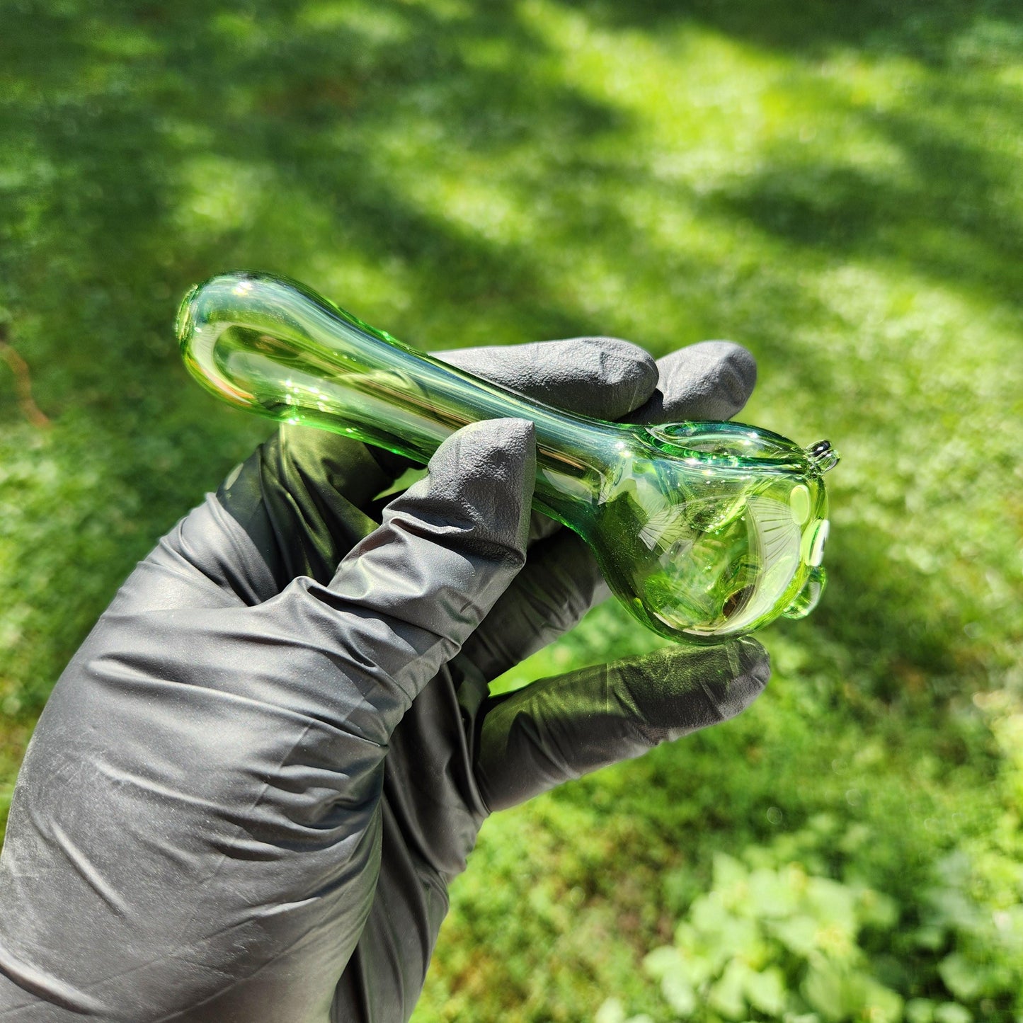 Green Pig Glass Pipe with Surprised Face | Funny Cartoon-Inspired Spoon Pipe | Hand-Blown 4" Art Glass Animal Bowl | Quirky Smoking Gift