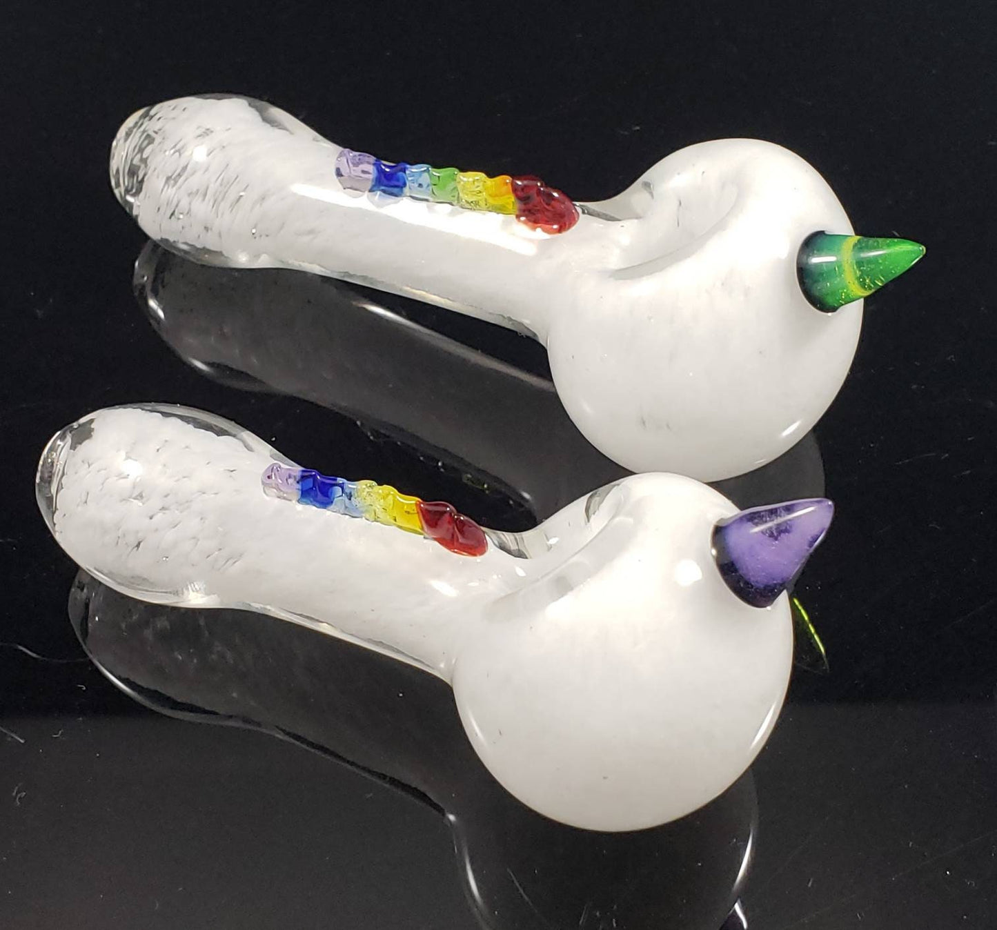 Unicorn Glass Pipe / Unicorn Bowl / Glass Pipe / Smoking Bowl / White / Green / Purple / Pride / Rainbow