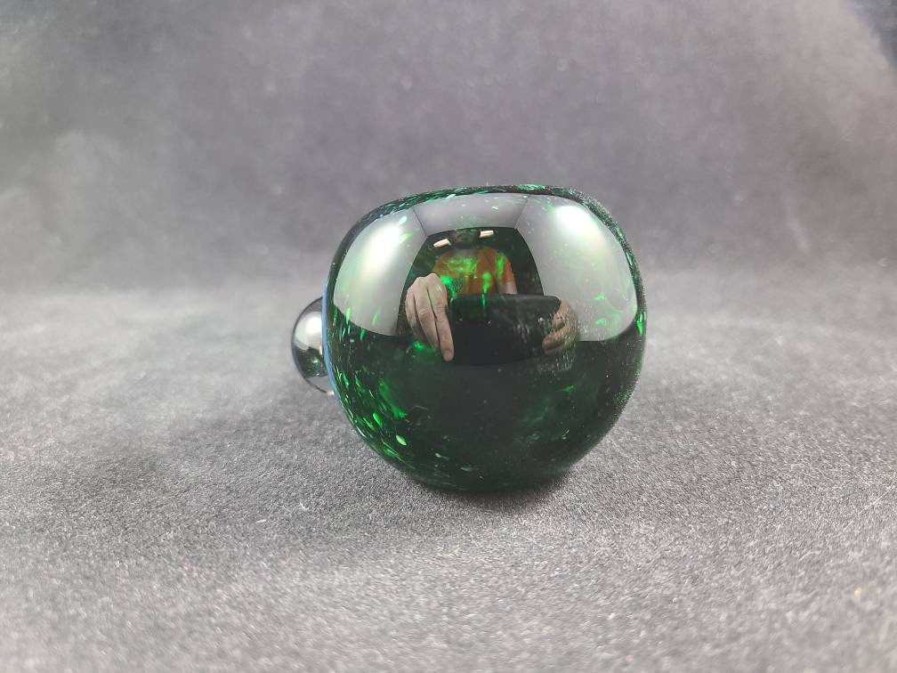 Funky Monkey Pipe / Experimental Green Glass Frit Pipe / Glass Smoking Bowl