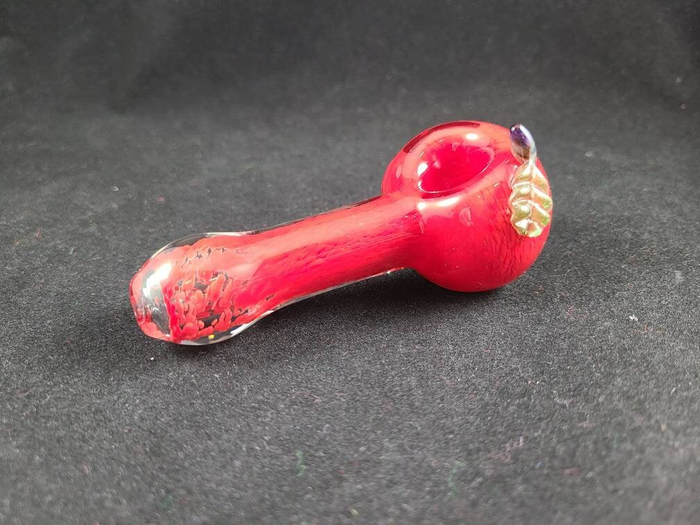 Red Apple Pipe / Glass Smoking Bowl / Red Frit Pipe