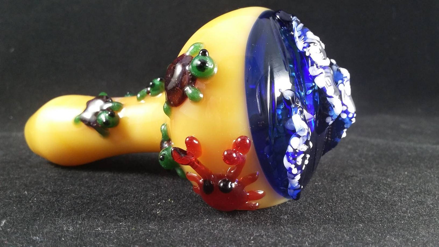 Turtle hatchling pipe / crabby Beach glass / scultped waves / smoking bowl / ocean