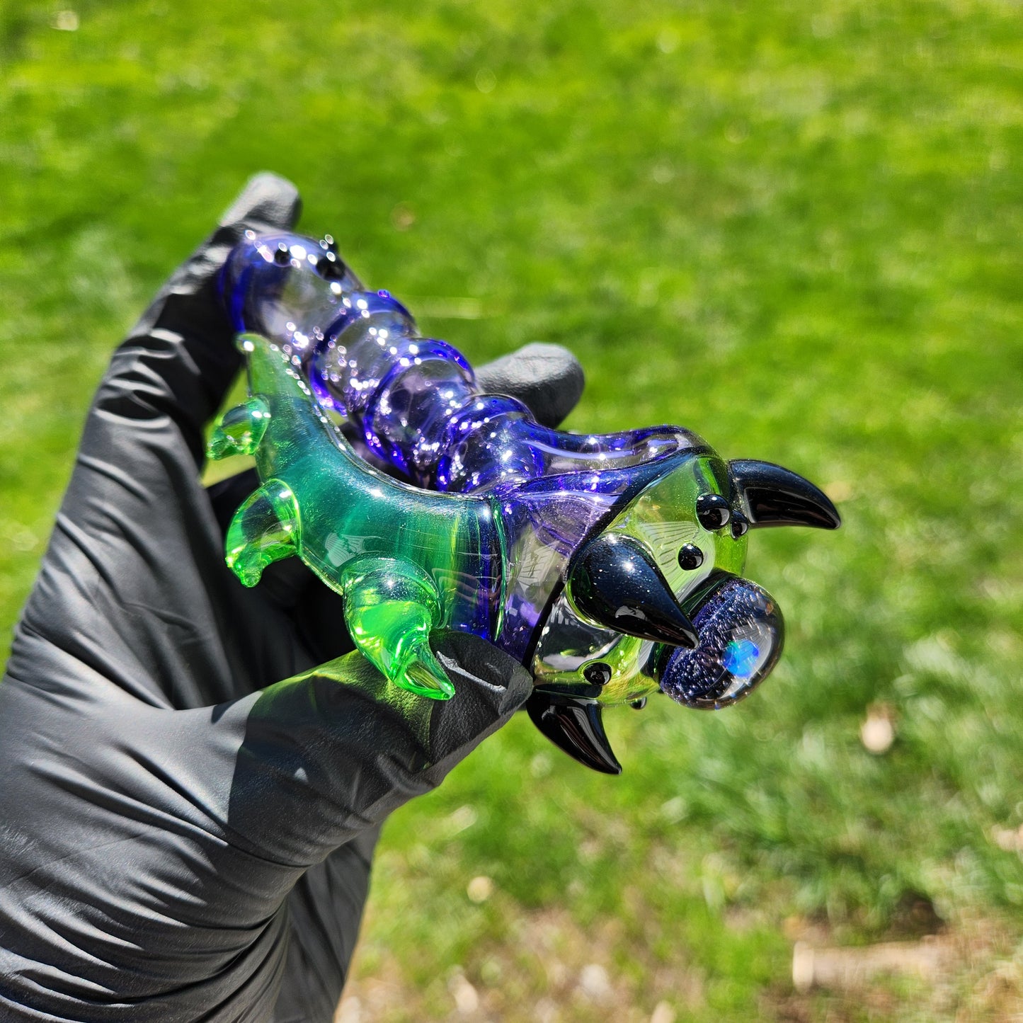 Hellstar Relics “Nebula Worm” Purple Spoon Pipe – Galaxy Opal Front Bowl Accent Heady Glass