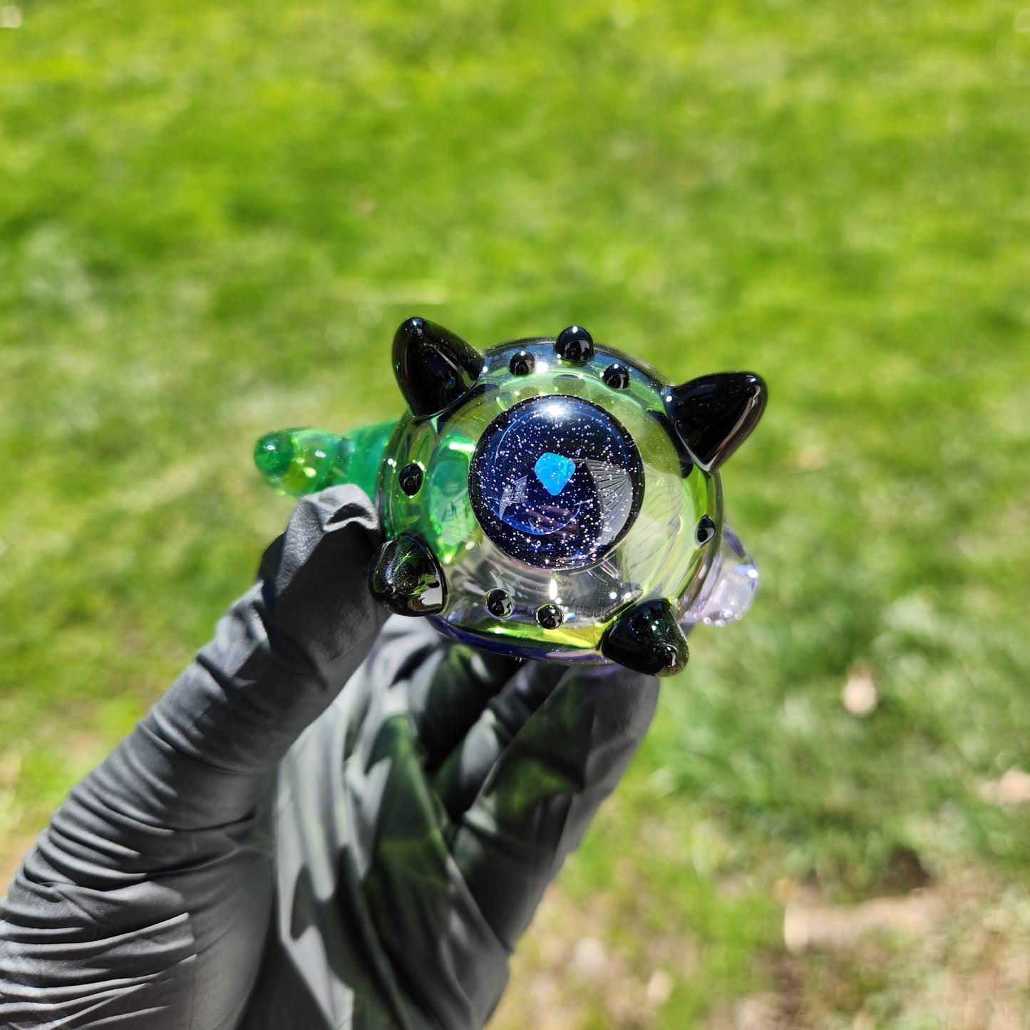 Hellstar Relics “Nebula Worm” Purple Spoon Pipe – Galaxy Opal Front Bowl Accent Heady Glass