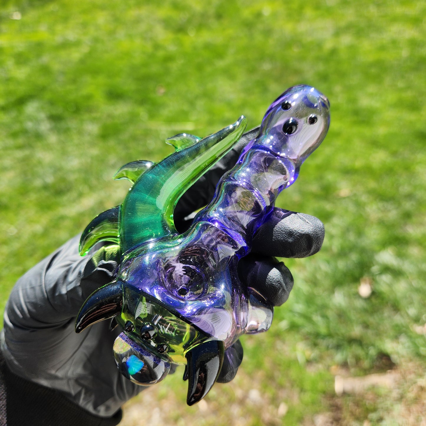 Hellstar Relics “Nebula Worm” Purple Spoon Pipe – Galaxy Opal Front Bowl Accent Heady Glass