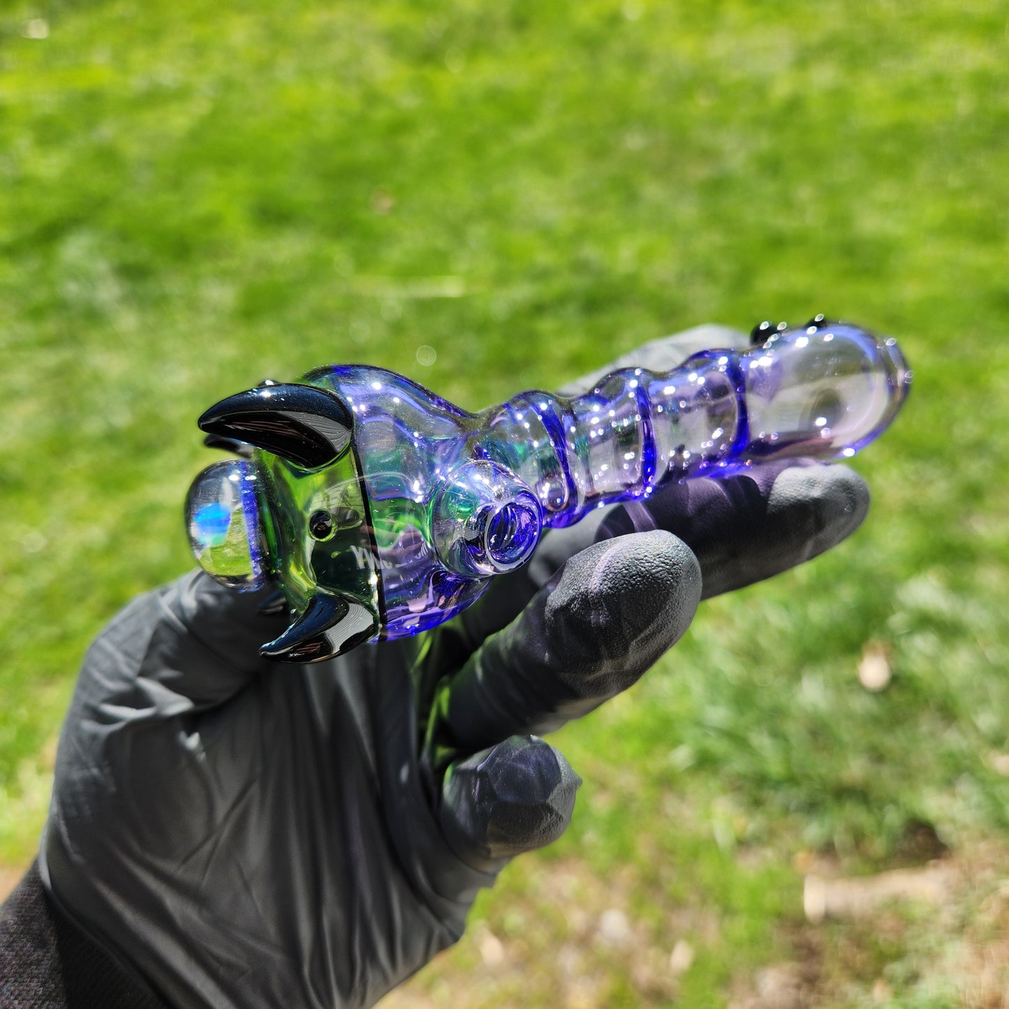 Hellstar Relics “Nebula Worm” Purple Spoon Pipe – Galaxy Opal Front Bowl Accent Heady Glass
