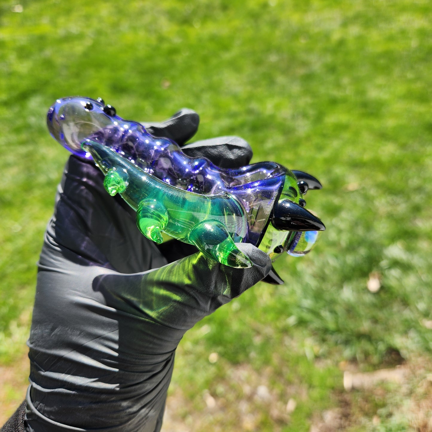 Hellstar Relics “Nebula Worm” Purple Spoon Pipe – Galaxy Opal Front Bowl Accent Heady Glass