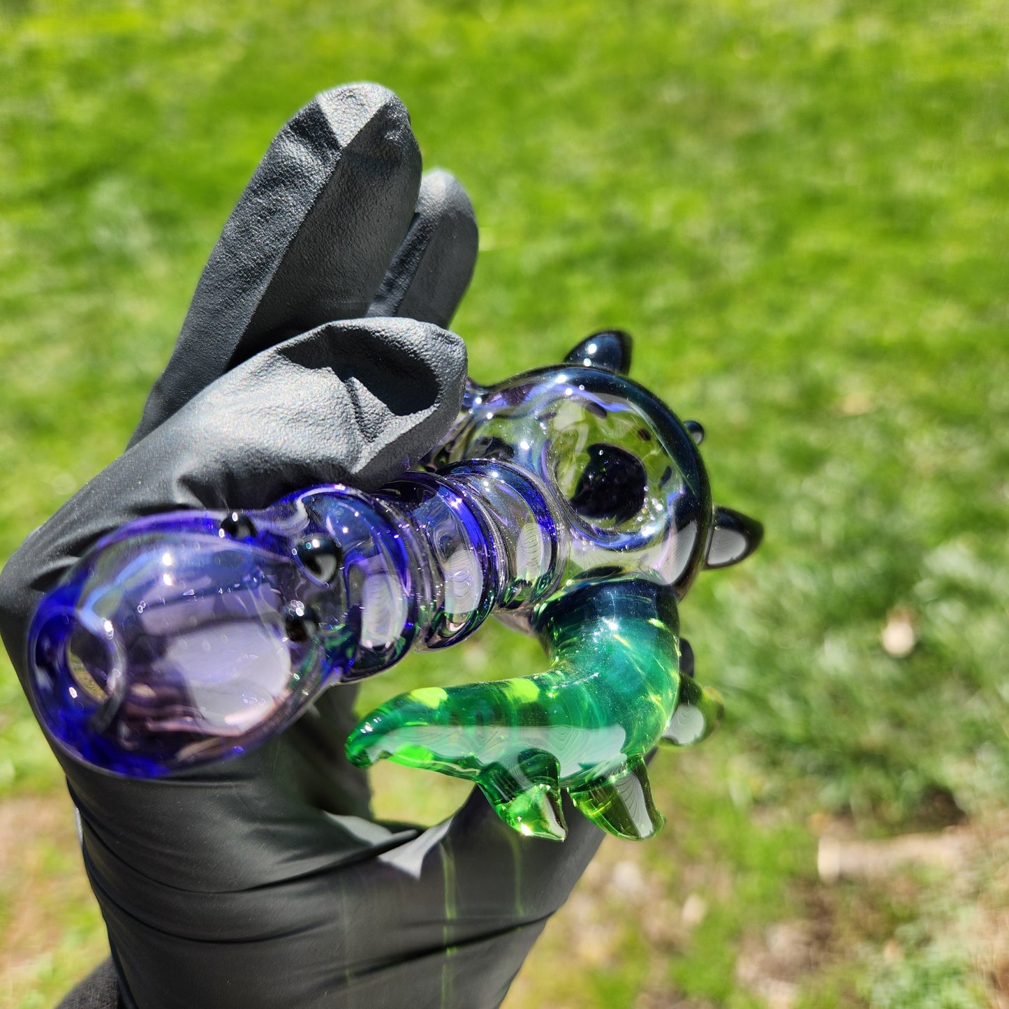 Hellstar Relics “Nebula Worm” Purple Spoon Pipe – Galaxy Opal Front Bowl Accent Heady Glass