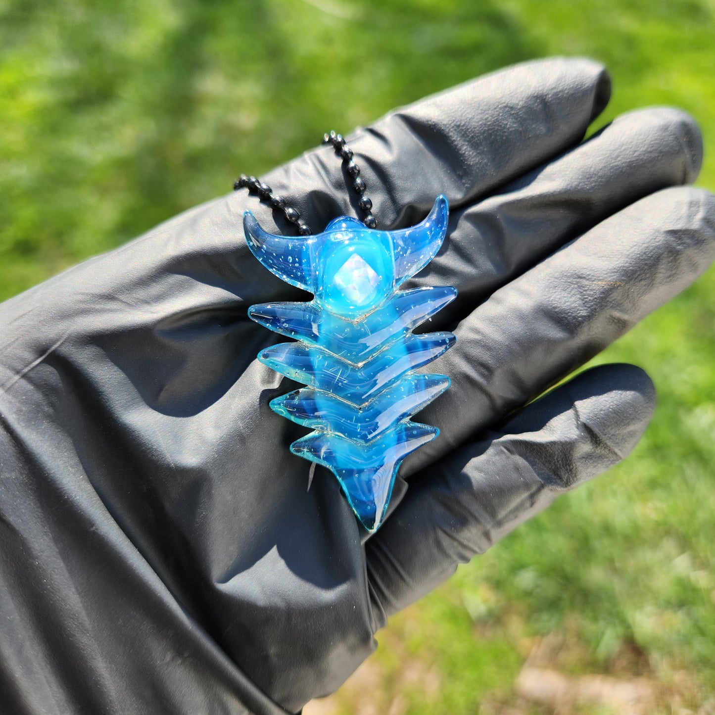 Ancient Alien Artifact Pendant – Arrowhead-Inspired Glass Necklace w/ Diamond Opal | Heady Cosmic Jewelry