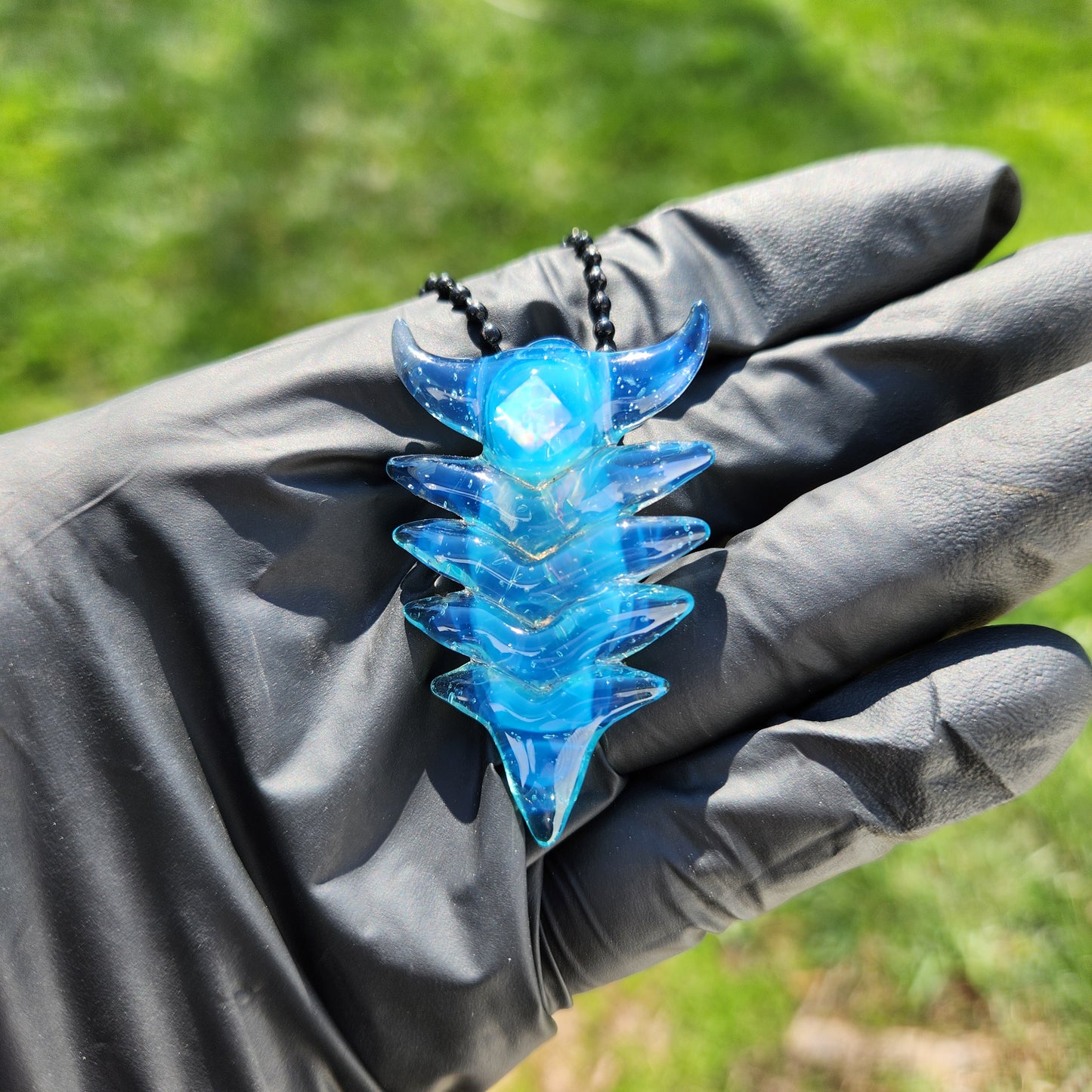 Ancient Alien Artifact Pendant – Arrowhead-Inspired Glass Necklace w/ Diamond Opal | Heady Cosmic Jewelry