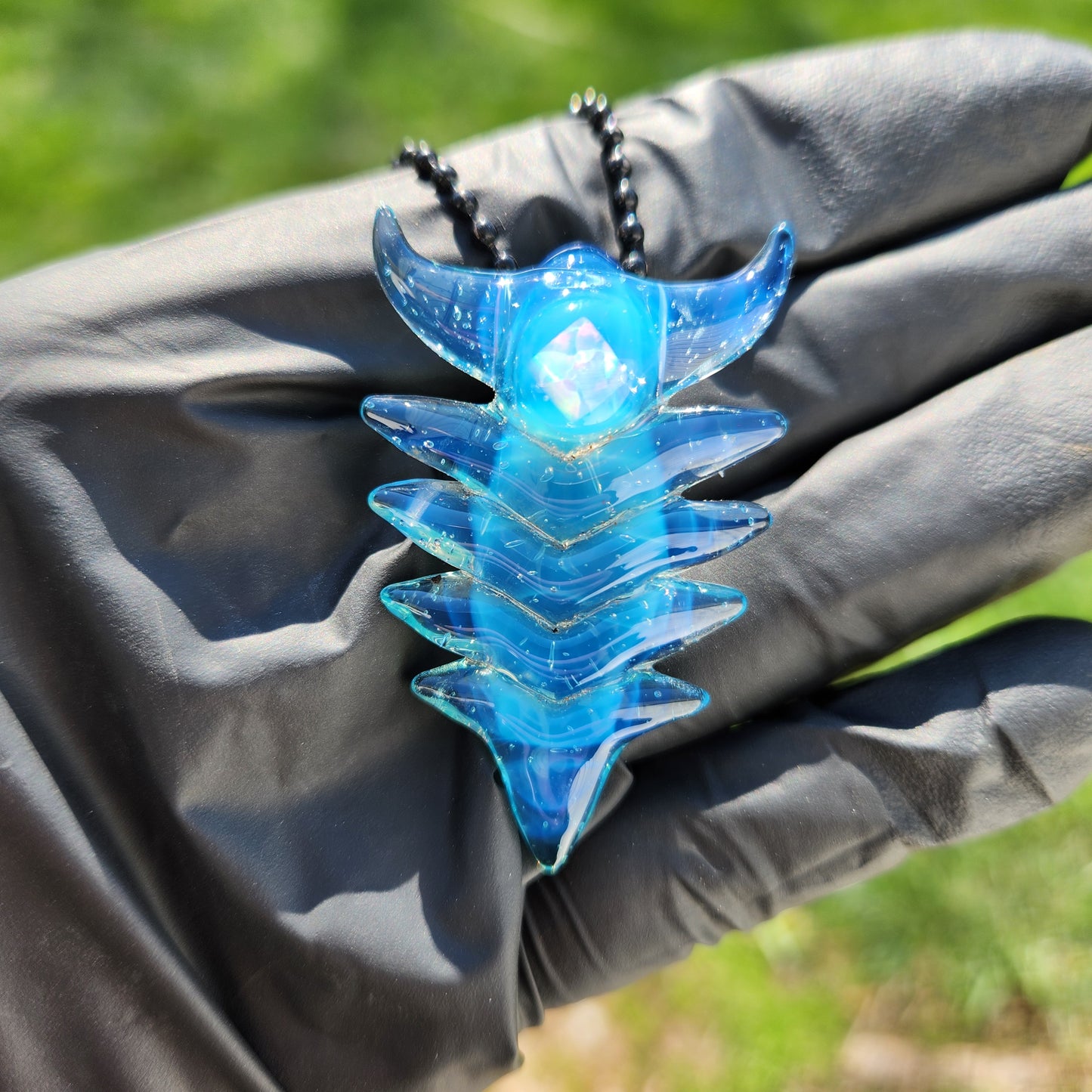 Ancient Alien Artifact Pendant – Arrowhead-Inspired Glass Necklace w/ Diamond Opal | Heady Cosmic Jewelry