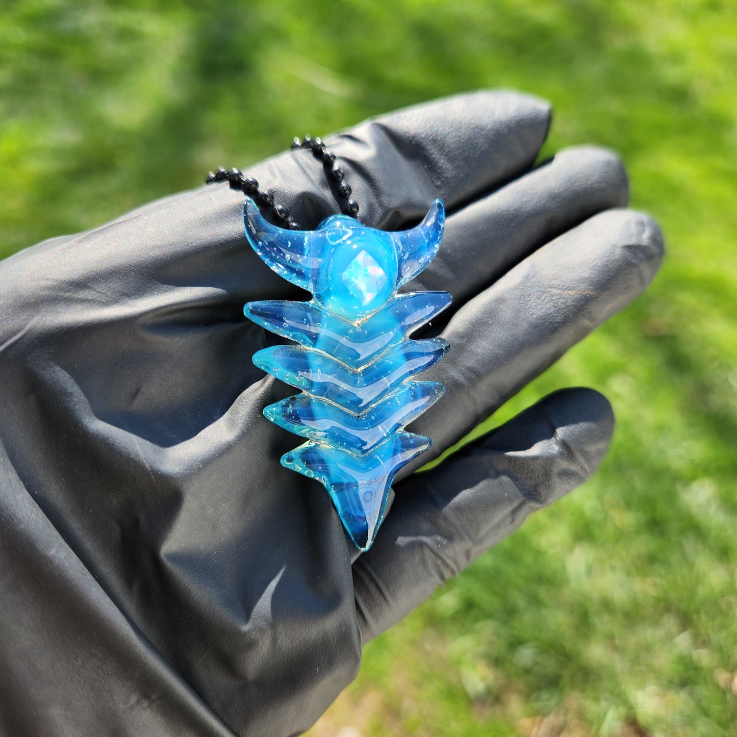 Ancient Alien Artifact Pendant – Arrowhead-Inspired Glass Necklace w/ Diamond Opal | Heady Cosmic Jewelry