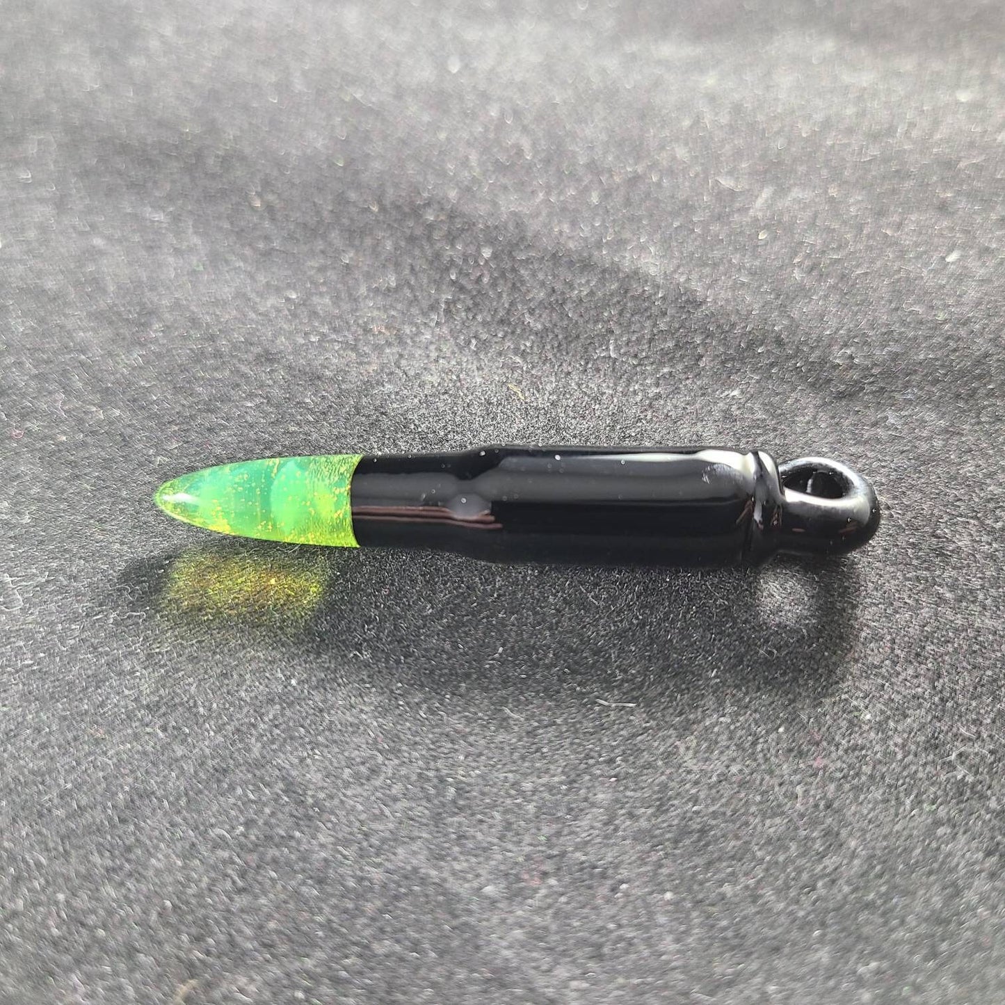 Glass Bullet Pendant / Black Glass / Green Slime / Necklace /Art / Jewelry / Ammo