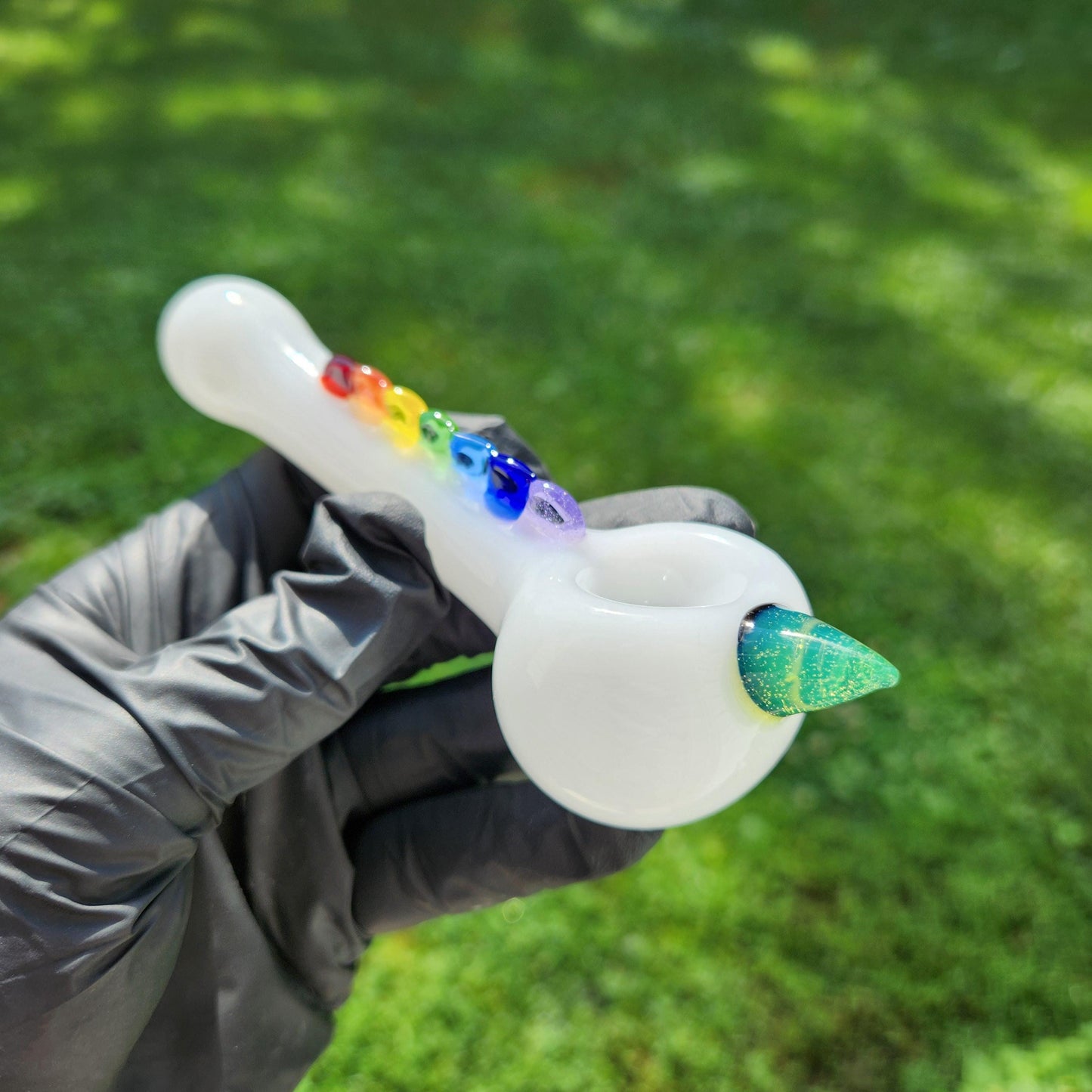 Unicorn Glass Pipe / Unicorn Bowl / Glass Pipe / Smoking Bowl / White / Green / Purple / Pride / Rainbow