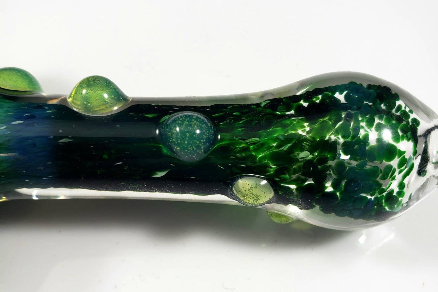 Experimental Green Frit Glass Pipe with Slime Green Dots / Green Glass Pipe / Green Bowl / Green / Slime