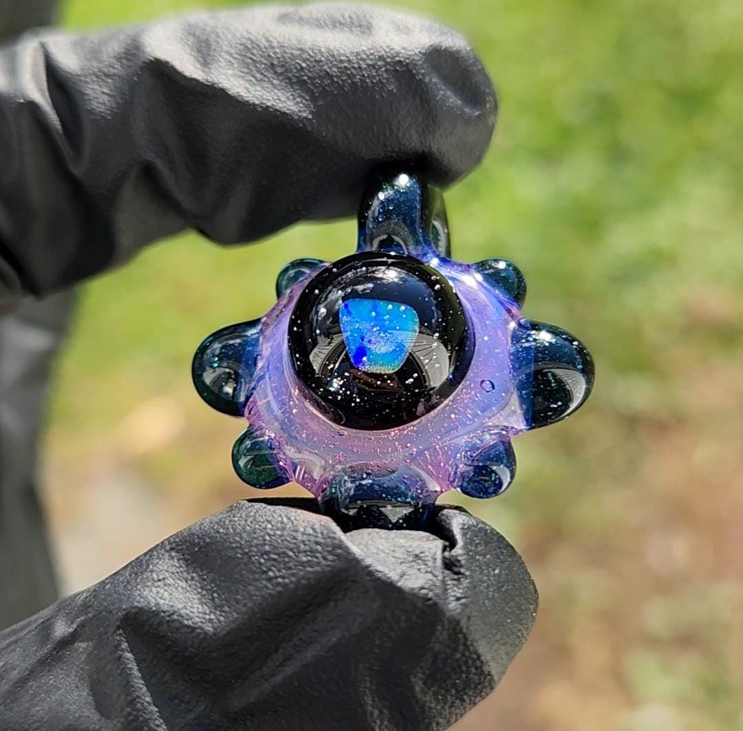 Space Galaxy Opal Necklace / Glass Pendant / Purple Blue / Sparkle Glass / Universe / Stars / Jewelry / Art / Space Glass / Glass Galaxy
