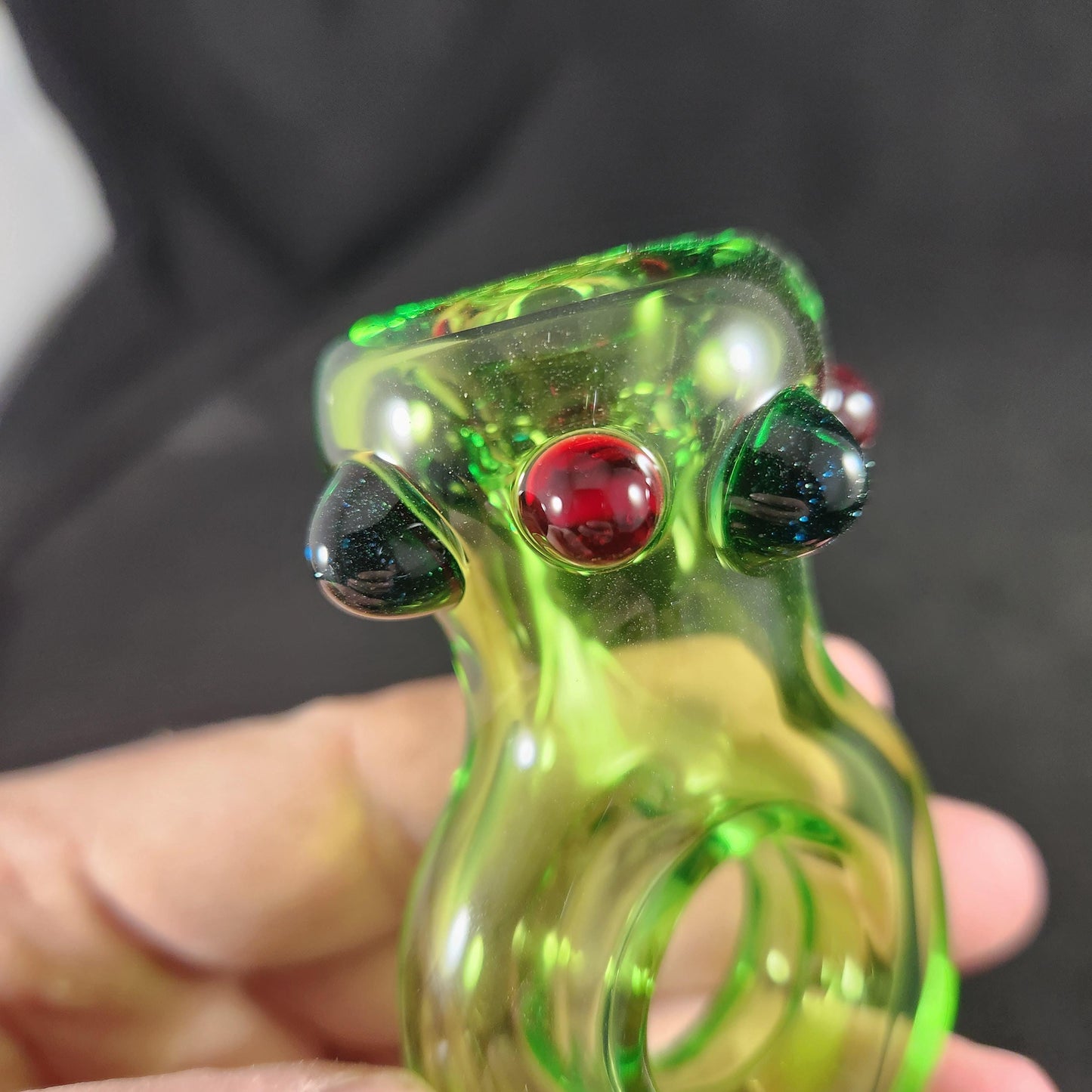 Promise Ring Glass Pipe – Pink Ring Shape with Rainbow Dots – 1” Finger Hole, Only Smoke With You, Couple’s Glass Art