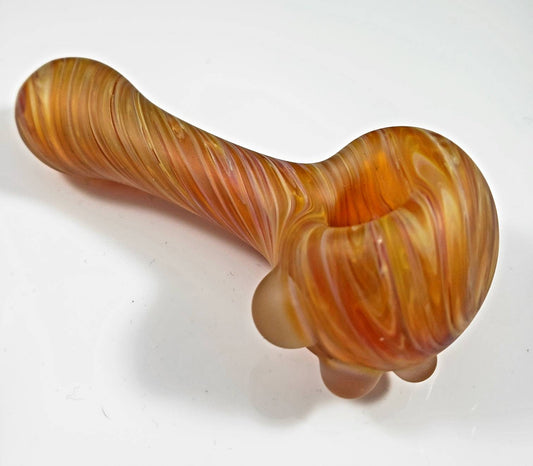 Orange Sandblasted Glass Pipe / Orange Bowl / Sandblasted Pipe / Glass Pipe / Smoking Bowl / Orange / Yellow