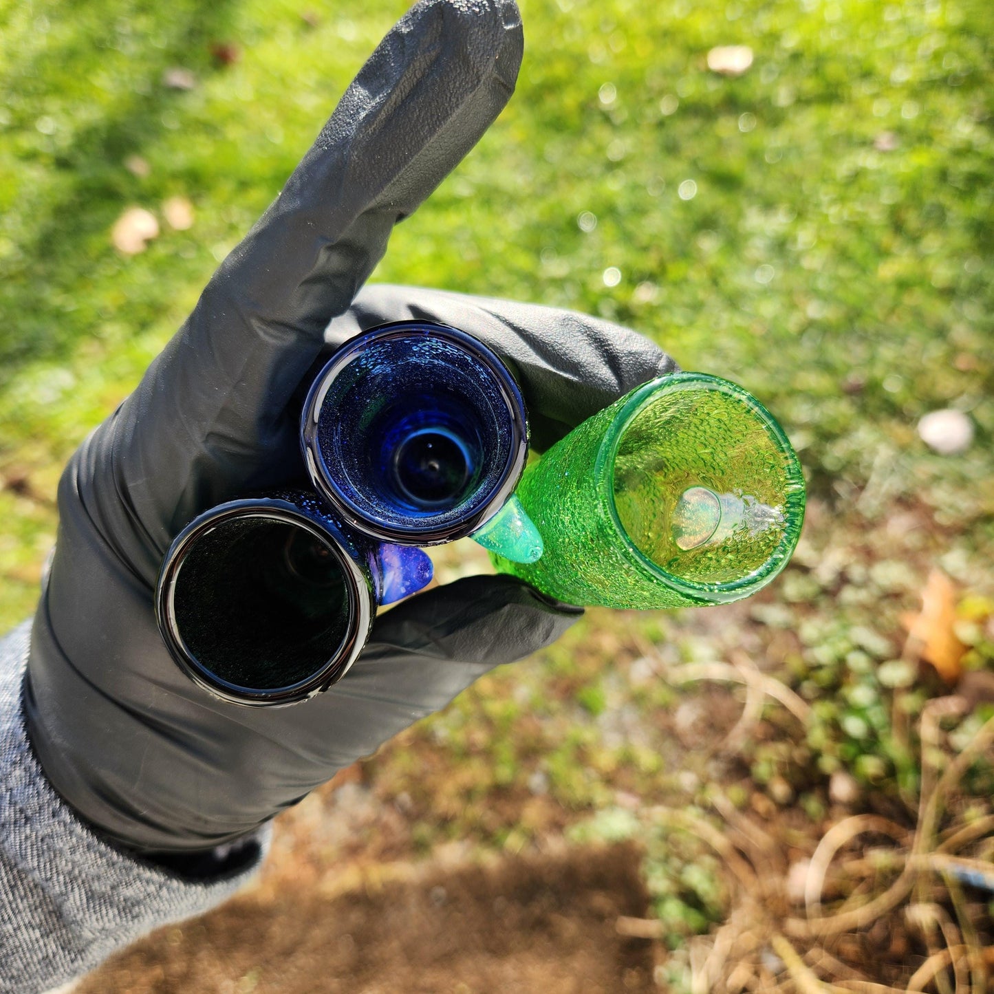 Handmade Monster Shot Glass • Reptile Skin Texture • Sculpted Horn • Custom Colors • Unique Glass Shot Glass Gift