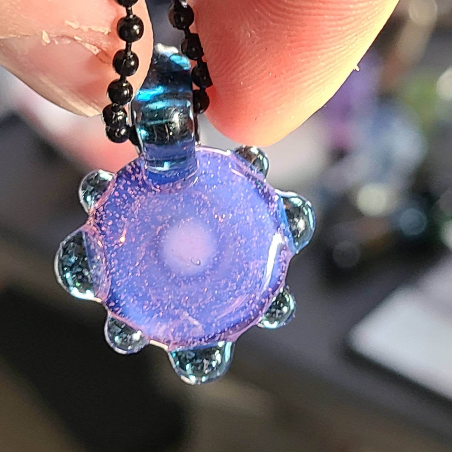 Space Galaxy Opal Necklace / Glass Pendant / Purple Blue / Sparkle Glass / Universe / Stars / Jewelry / Art / Space Glass / Glass Galaxy