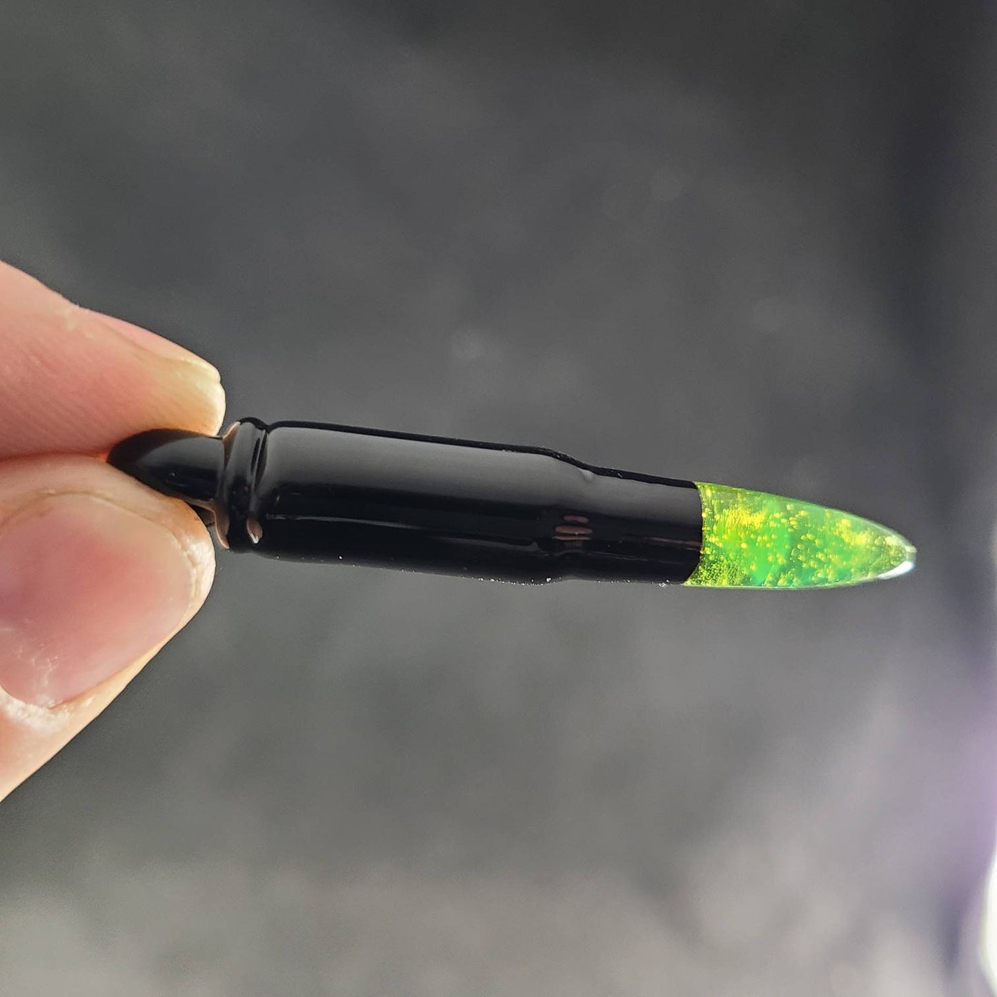 Glass Bullet Pendant / Black Glass / Green Slime / Necklace /Art / Jewelry / Ammo