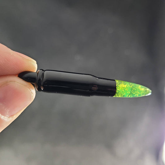 Glass Bullet Pendant / Black Glass / Green Slime / Necklace /Art / Jewelry / Ammo