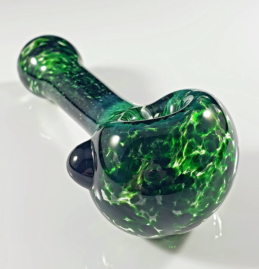 Experimental Green Frit Pipe / Smoking Bowl / Green Glass Pipe / Handmade Glass Pipe / Tobacco Pipe / Hand Pipe / Dark Green Glass