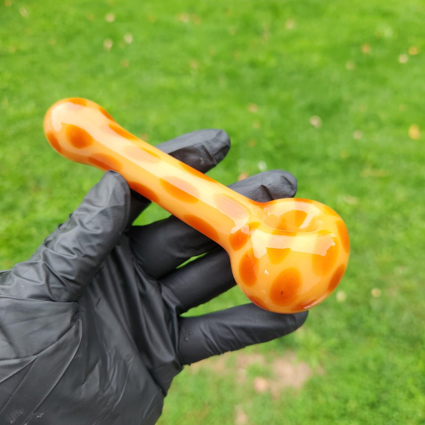Giraffe Print Glass Pipe | Tan & Amber Animal Pattern | Safari-Inspired Hand Blown Smoking Bowl | Unique Nature Glass Art