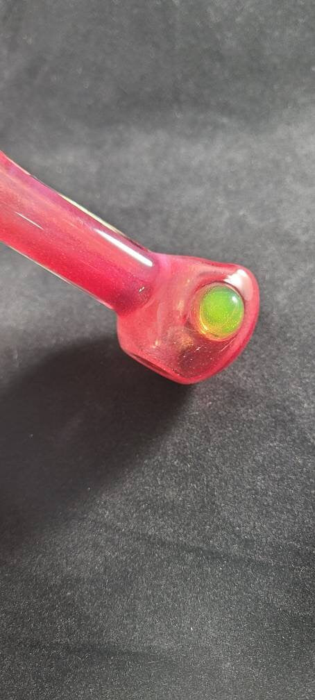 Pink Red Frit Glass Pipe | 4-5" Hand Blown Smoking Bowl | Vibrant Color Shift | Unique Artistic Glass Pipe