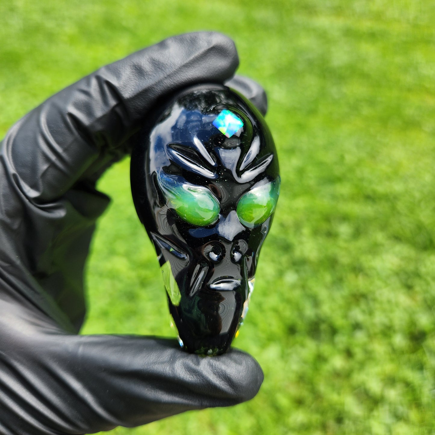 Alien Head Pipe / Galaxy Black Glass / Alien Glass / Space Galaxy / UFO / Ancient Aliens / Smoking Bowl