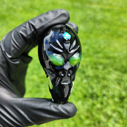 Alien Head Pipe / Galaxy Black Glass / Alien Glass / Space Galaxy / UFO / Ancient Aliens / Smoking Bowl