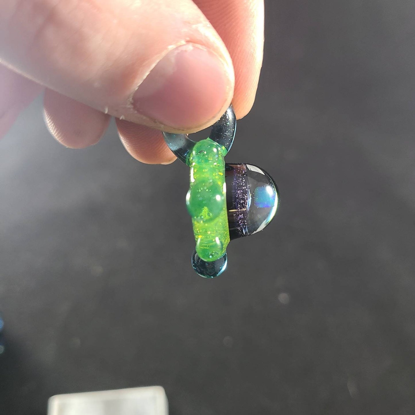 Space Galaxy Opal Necklace /Glass Pendant / Green Blue Glass / Sparkle Glass / Universe / Stars / Jewelry / Art