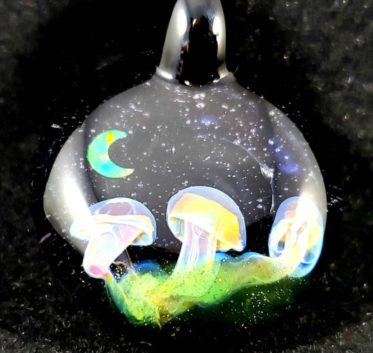 Mushroom Pendant / Night Sky Necklace