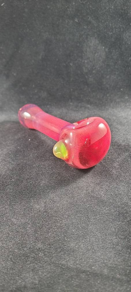 Pink Red Frit Glass Pipe | 4-5" Hand Blown Smoking Bowl | Vibrant Color Shift | Unique Artistic Glass Pipe